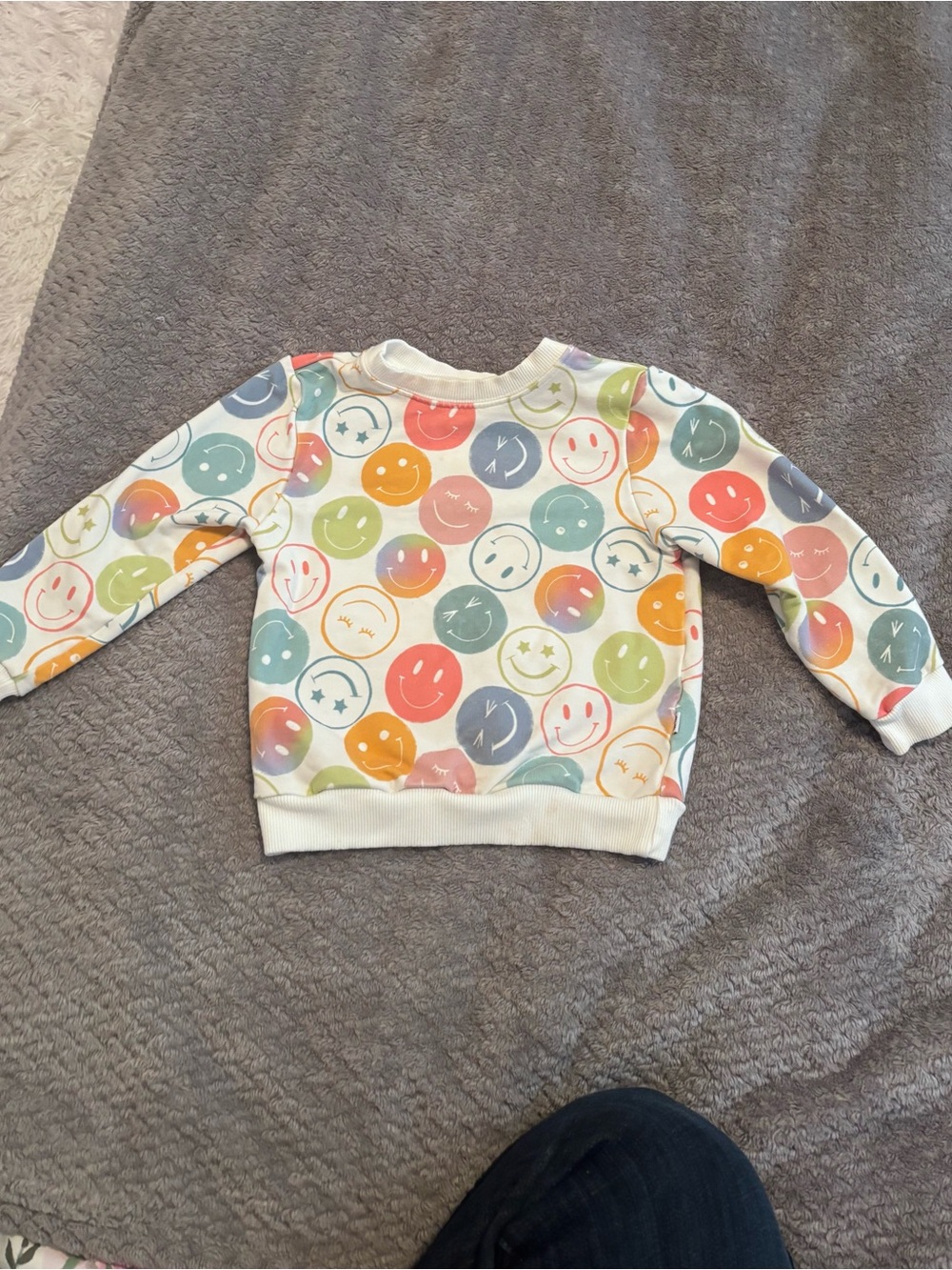 Little Sleepies White Sweatshirt with Multicolor Smiley Faces. 18-24 Month.